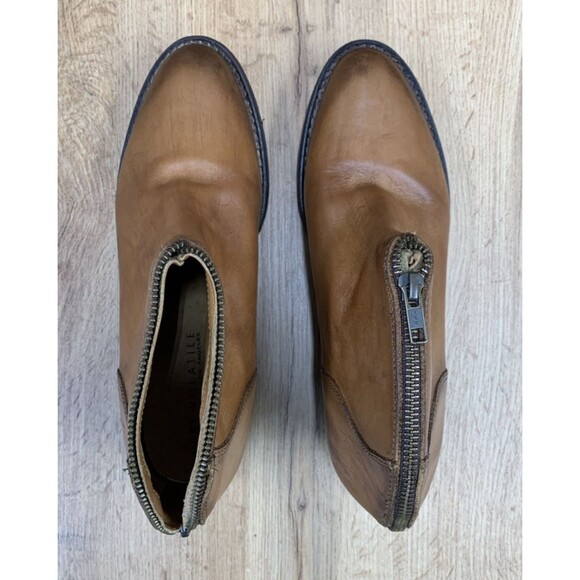 Very Volatile Sofia Ankle Boots Biker Bootie Full Zip Ankle Wmns 8 Brown Leather - Picture 13 of 16